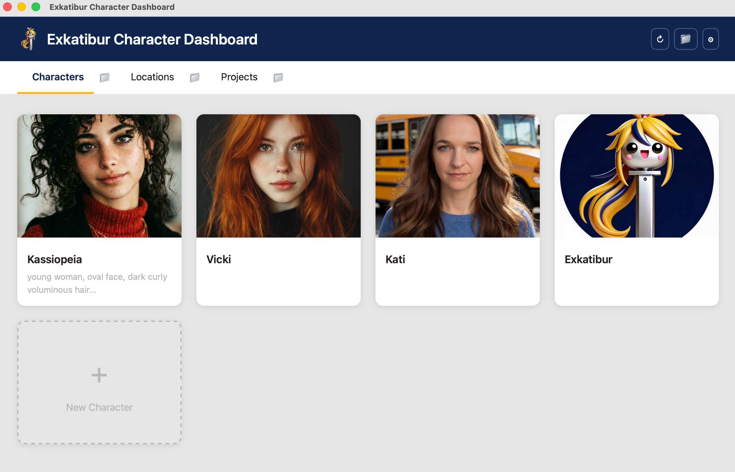 Character Dashboard Screenshot